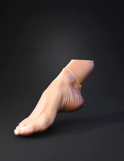 foot with ankle bracelet showing skin textures and toes