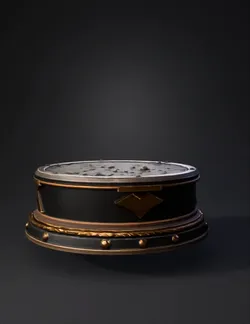 metal pedestal with cracked top black and gold decorative accents ri