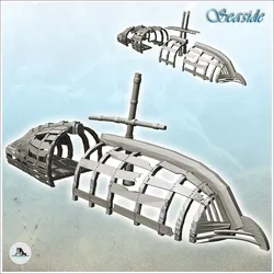 Miniature Games & Accessories STL Download - Boat hull with mast (3) - miniatures warhammer tabletop scenby Hartolia Miniatures