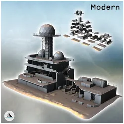 Other STL تنزيل - مركز تحكم كبير مع قباب رادار ومبنى متضرر ( - Hartolia Miniatures