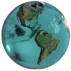Earth Water 3D Globe Contours Map