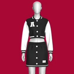 Girls Black Bomber Jacket With Skirt - Outfit  Marvelous / Clo3d / obj / fbx
