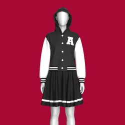 Girls Bomber Hooded Jacket With Skirt - Outfit | Marvelous / Clo3d / obj / fbx
