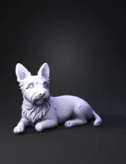 ceramic dog figurine with glossy beige fur