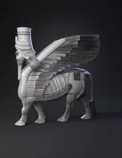 winged horse statue with ornate armor and feathered wings