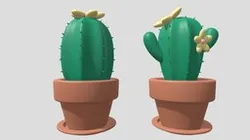Cartoon Cactus and Pot