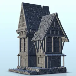 Characters & Creatures STL Download - Large multi-storey medieval house with terraces and canopy (by Hartolia Miniatures