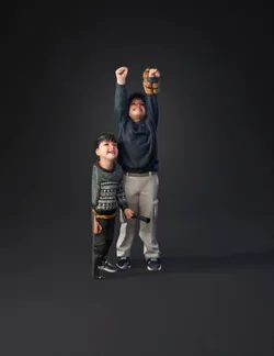 group of children raising fists