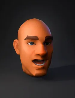 low poly head character model with polygonal mesh brown skin tones