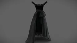Off-Shoulder High-Low Black Evening Gown
