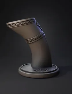 Create a single 3D model that is both a Viking horn style 12 oz soda
