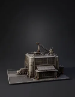 Create a single standalone 3D building for a classic isometric real ti