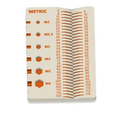 Multimaterial metric screw and nut measurement tool for gridfinity