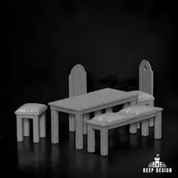 Wooden Table, Chairs and Bench Tavern free set