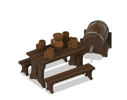 Miniature Games & Accessories STL indir - MEDIAEVAL FORNITURE TAVERN PLAYMOBIL - Gominolozgz