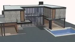 Modern luxury villa house building with pool