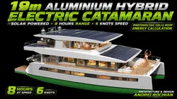 SEEKING  A  BUILDER  TO  BUILD  THIS  BOAT  19 m Aluminium Motor  Catamaran SOLAR  photovoltaic  cells  roof  Hybrid Electric Propulsion  Architecture & Design Andrei Rochian