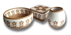 Flower Collection Daisy Design Box, Vase, Bowl for Multi Colour