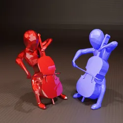 Low Poly Cellist Cello Player - Sculpture