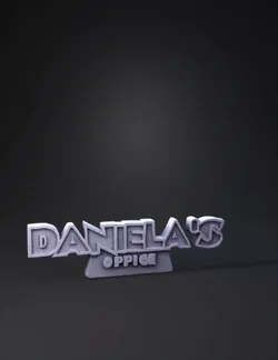 sign reading Daniela s Office with blue and yellow block letters on a