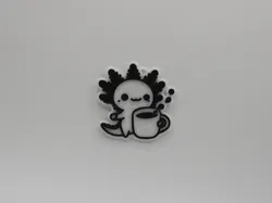 Cute Axolotl Having Coffee Keychain
