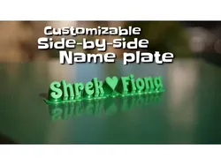 Sweeping side-by-side name plate