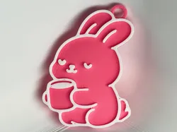 Bunny Drinking Coffee Keychain