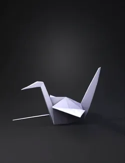 Create a high detail 3D printable low poly origami crane based exactl
