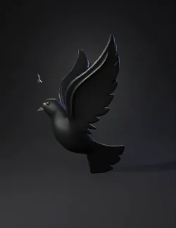 dove silhouette with wings spread line art in black on white