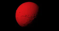 Mars with exaggerated topography scaled one in sixty million