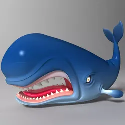 Monstro Cartoon Whale Rigged Low-poly 3D model