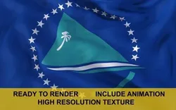 Pacific Community 3d Flag 3D model