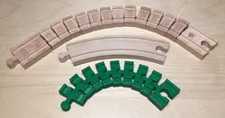 Parametric segmented track compatible with standard wooden train track