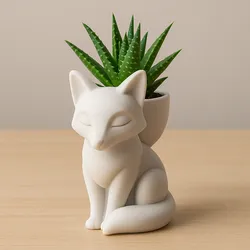 Minimalist Fox Pot - Decorative matte ceramic style fox pot for 3D printing (STL)