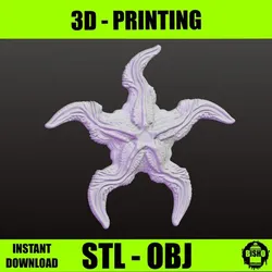 SEA STAR 14 - Starfish digital STL and OBJ file for sea animal 3D printing