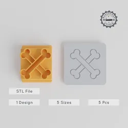 Bones Stamp Tile Set, 5 Sizes, Perfect for Cookies & Clay, Halloween Skeleton Decor, Spooky Trick-or-Treat Designs