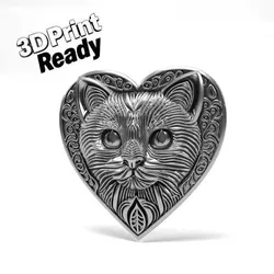 Home Decorations & Ornaments STL Download - Heart with cat decorationby 3D Everything