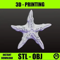 SEA STAR 9 - Starfish digital STL and OBJ file for sea animal 3D printing