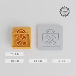 Trick or Treat Clay & Cookie Stamp Tile Set, 5 Sizes Halloween, Spooky Celebration STL 3D Printing
