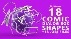 18 Low poly Zbrush IMM brush set of comic dialogue boxes and shapes OBJ files