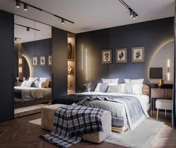 Modern bedroom interior scene