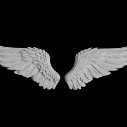 Sculpture of a Pair of Angel Wings in Flight Pose