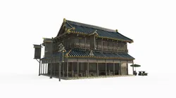 East Asian ancient city architecture restaurant