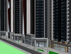 Su model of modern landscape in a residential area