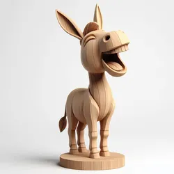 1844 Laughing Wooden Donkey - 3D Printed Full-Figure Statue, pug, dachshund, poodle, cat, zebra, owl, beagle, peacock, lion, fox, bull terrier, pomeranian, galgo, wolf, doberman pinscher, newfoundland, elephant, donkey, german shepherd
