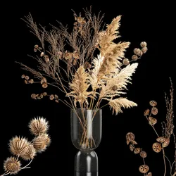 Bouquet of dried flowers with thorn and cardaderia branches 283