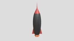Low Poly Cartoon Space Rocket