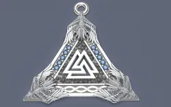 Viking style pendant with ravens and the Odin rune 3D Print Model in Pendants 435554