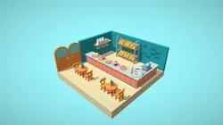 Cartoon Low Poly Cafe Bakery