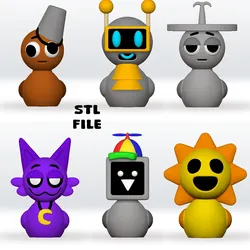 Characters & Creatures STL Descărcare - Sprunki Duck Catnap,Funbot,Brown brud, Mr Sun,Mr fun - FnFLab